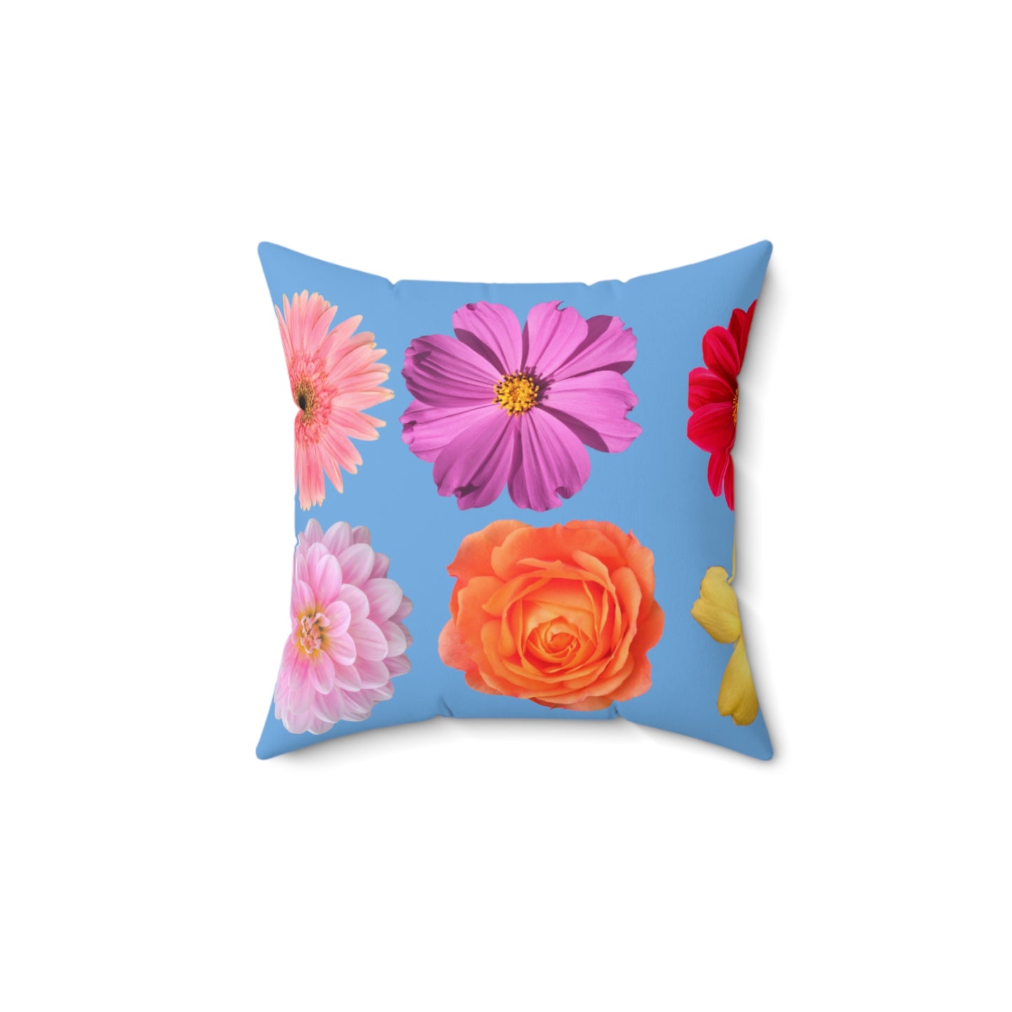 Spun Polyester Square Pillow blue color base: La dulzura de la amistad 14''x 14''