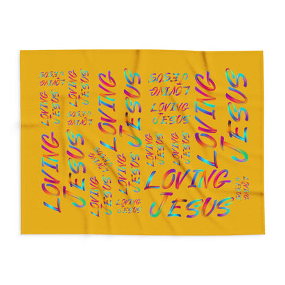 Arctic Fleece Blanket: Loving Jesus (Yellow mustard color)