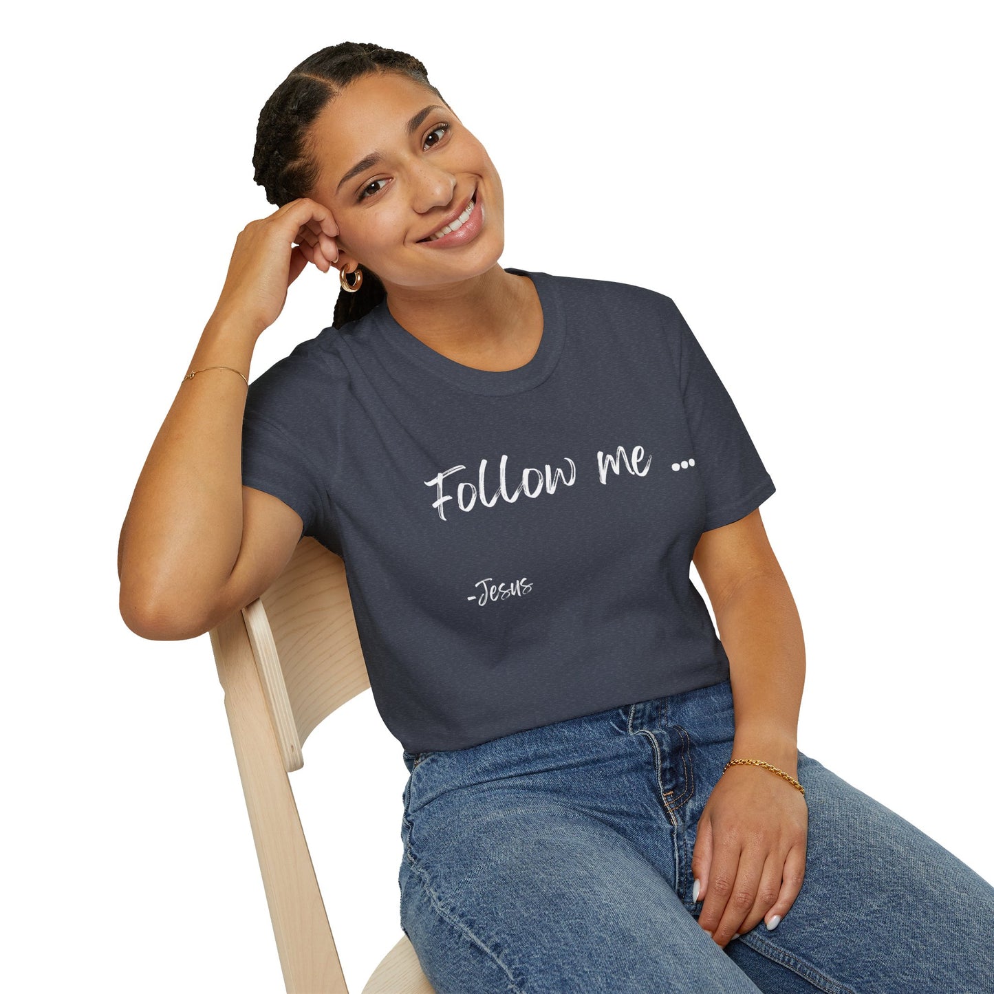 Unisex Softstyle T-Shirt: Theme Follow me (white font)