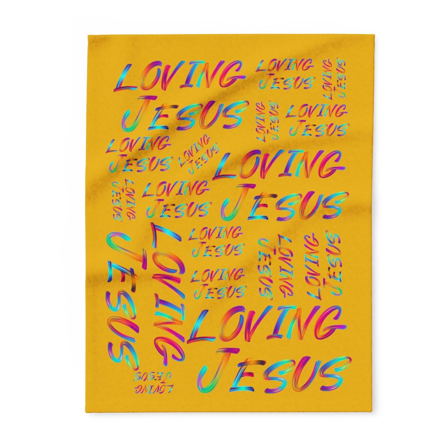 Arctic Fleece Blanket: Loving Jesus (Yellow mustard color)