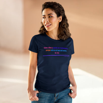 Women's Midweight Cotton Tee Theme Spanish: Teme a Dios