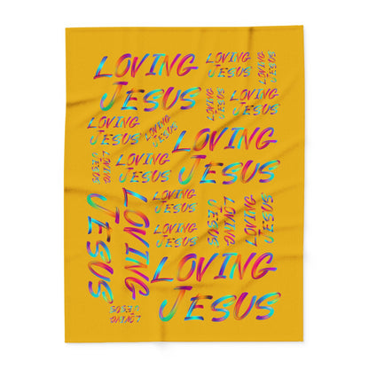 Arctic Fleece Blanket: Loving Jesus (Yellow mustard color)