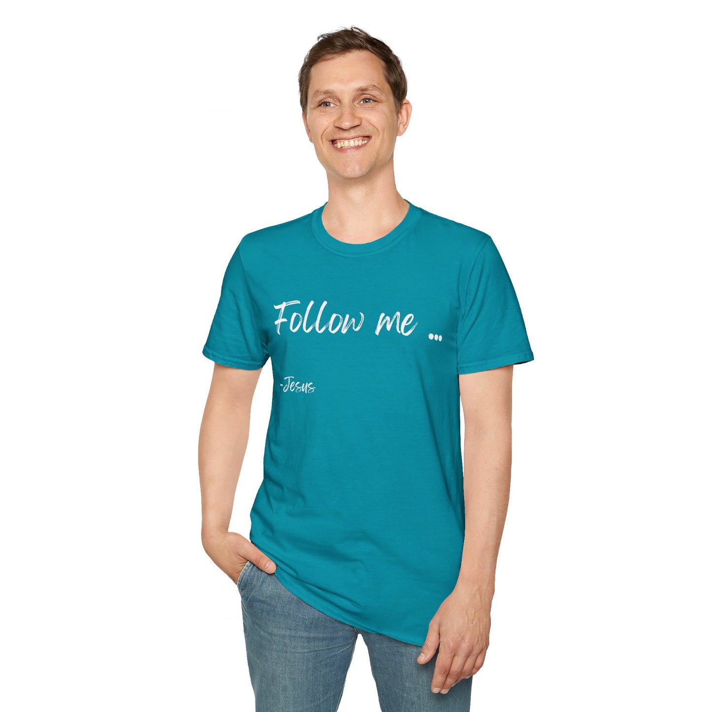 Unisex Softstyle T-Shirt: Theme Follow me (white font)