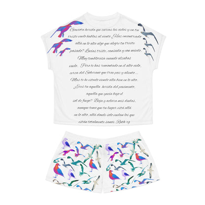 Women's Short Pajama Set (AOP): Theme: 'Gaviota herida' - Poema real