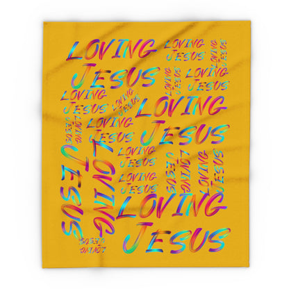 Arctic Fleece Blanket: Loving Jesus (Yellow mustard color)