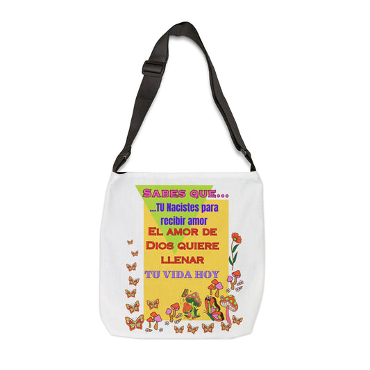 Adjustable Tote Bag (AOP) 16 x 16 Theme: Tu nacistes (color blanco)