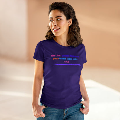 Women's Midweight Cotton Tee Theme Spanish: Teme a Dios