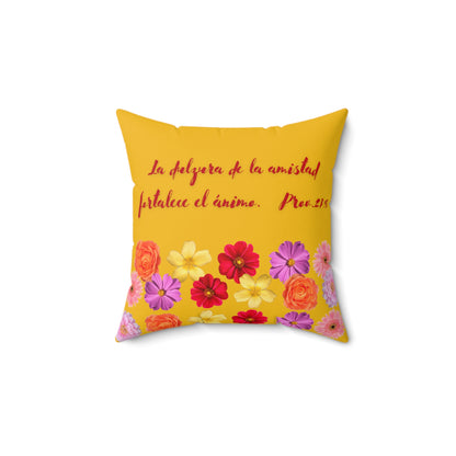 Spun Polyester Square Pillow Theme: Yellow base/ La dulzura de la amistad