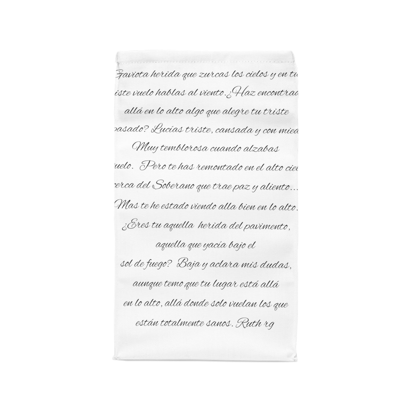 Polyester Lunch Bag: Wounded Seagull/ poem in Spanish Theme: