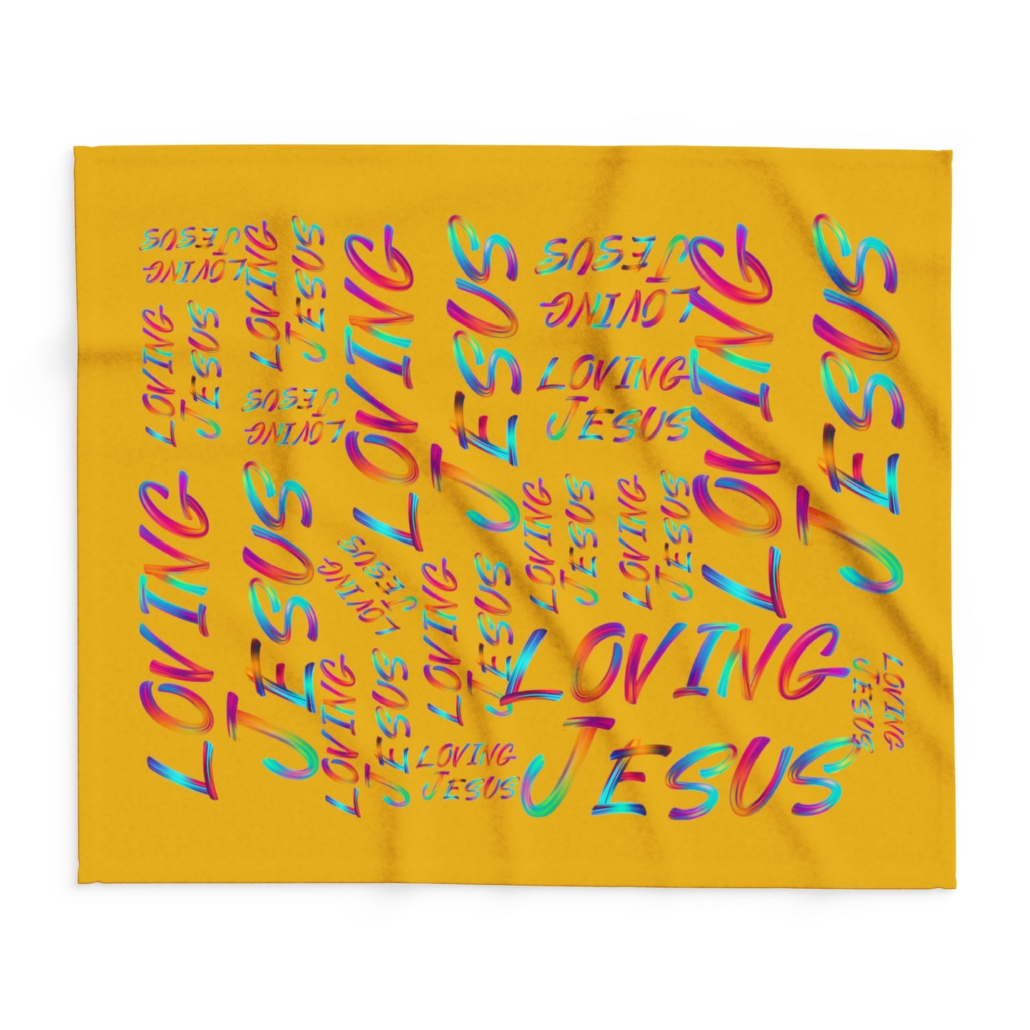 Arctic Fleece Blanket: Loving Jesus (Yellow mustard color)