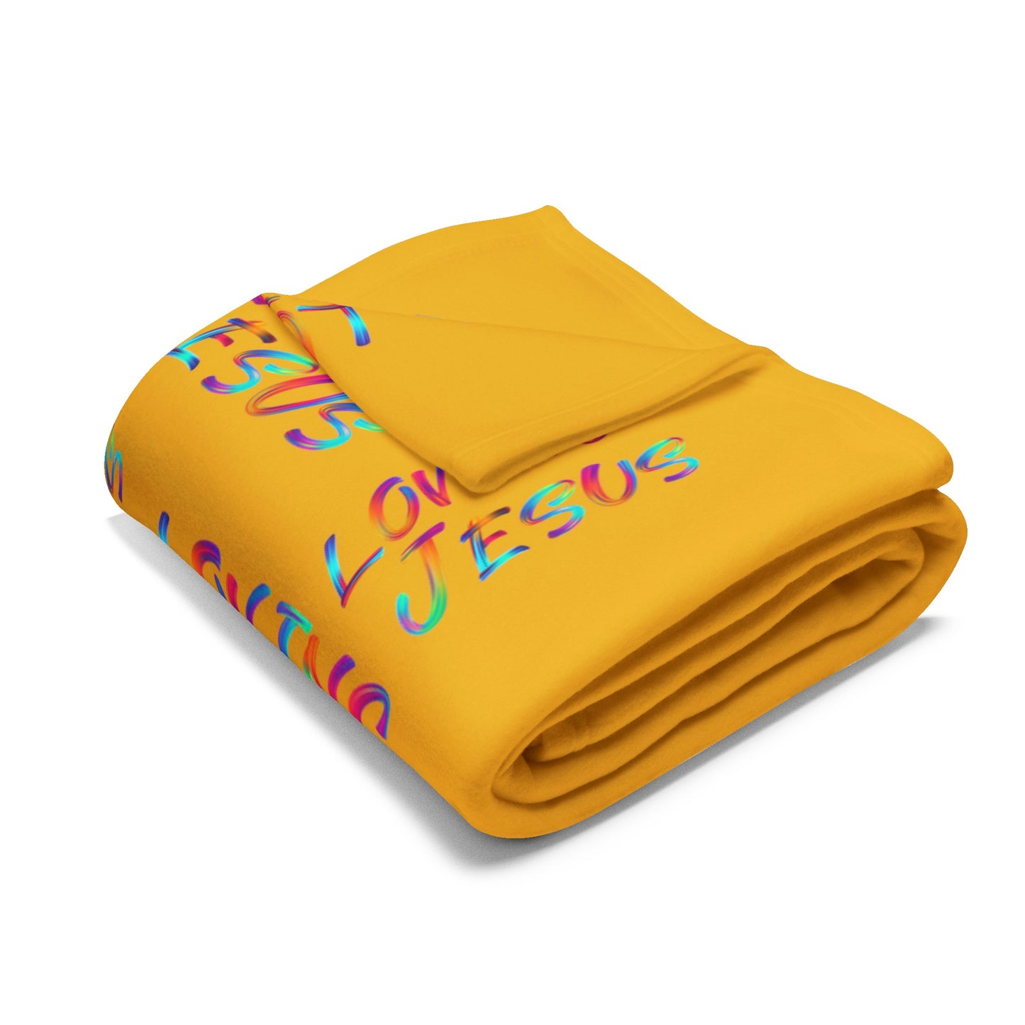 Arctic Fleece Blanket: Loving Jesus (Yellow mustard color)