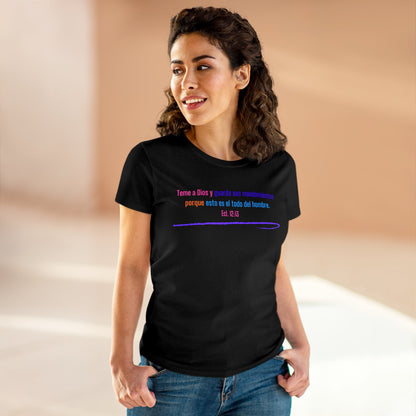 Women's Midweight Cotton Tee Theme Spanish: Teme a Dios