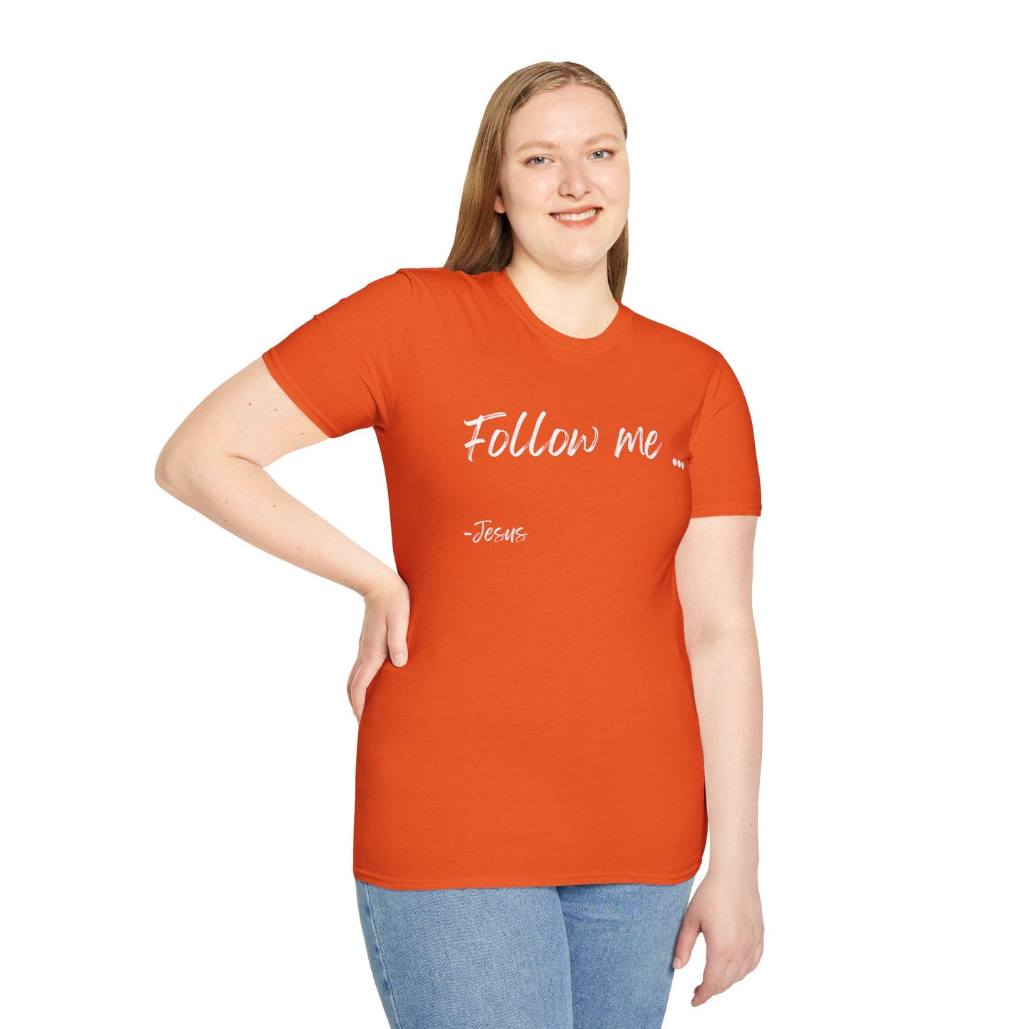 Unisex Softstyle T-Shirt: Theme Follow me (white font)