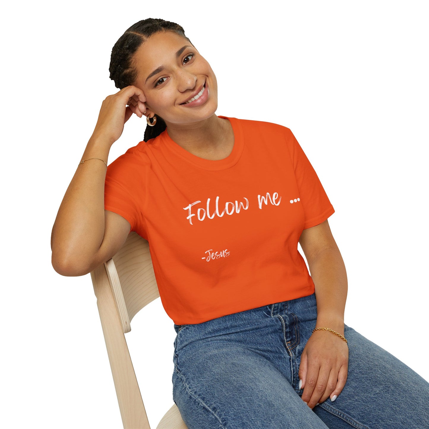 Unisex Softstyle T-Shirt: Theme Follow me (white font)